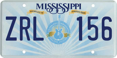 MS license plate ZRL156