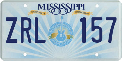 MS license plate ZRL157