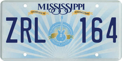MS license plate ZRL164