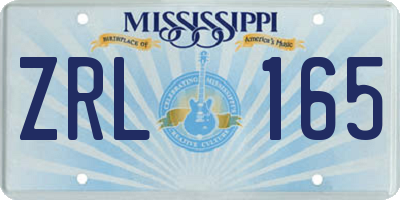 MS license plate ZRL165
