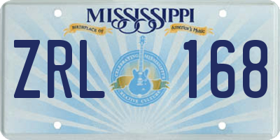 MS license plate ZRL168