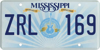 MS license plate ZRL169