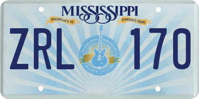 MS license plate ZRL170