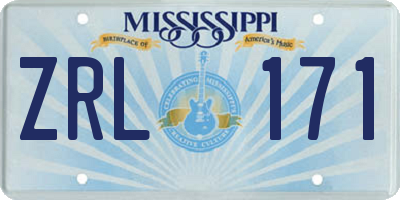 MS license plate ZRL171