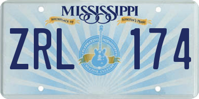 MS license plate ZRL174