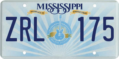 MS license plate ZRL175