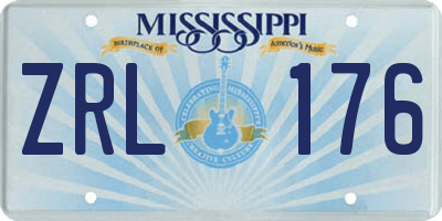MS license plate ZRL176