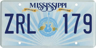 MS license plate ZRL179