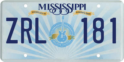 MS license plate ZRL181