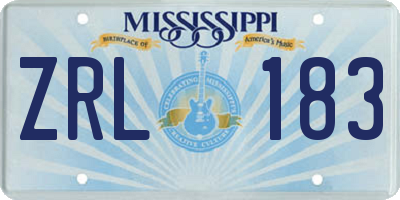 MS license plate ZRL183