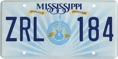 MS license plate ZRL184