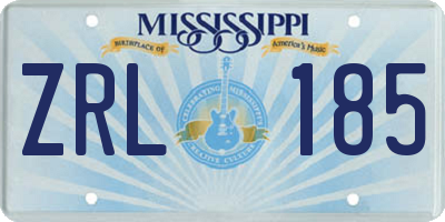 MS license plate ZRL185