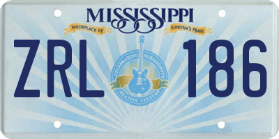 MS license plate ZRL186