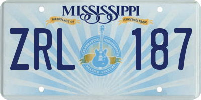 MS license plate ZRL187