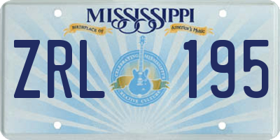 MS license plate ZRL195