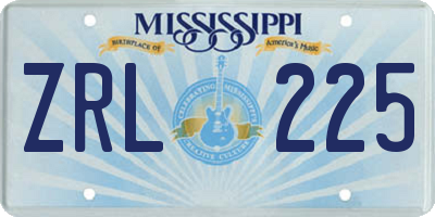 MS license plate ZRL225
