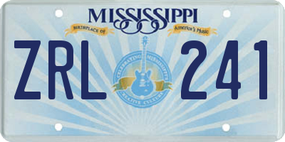 MS license plate ZRL241