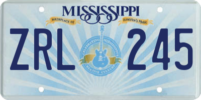 MS license plate ZRL245