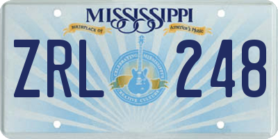 MS license plate ZRL248