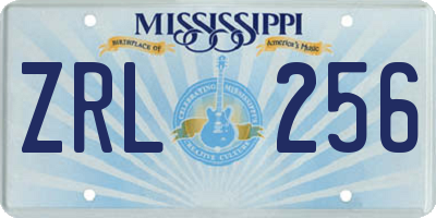 MS license plate ZRL256