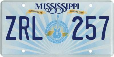 MS license plate ZRL257
