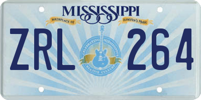 MS license plate ZRL264