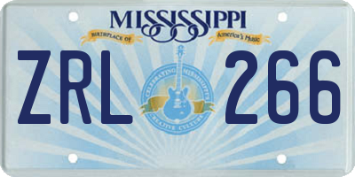 MS license plate ZRL266
