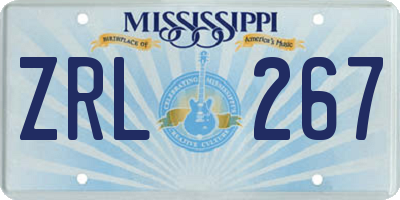 MS license plate ZRL267