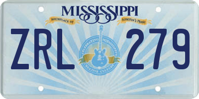 MS license plate ZRL279
