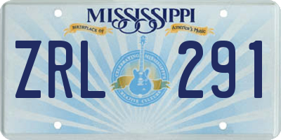 MS license plate ZRL291