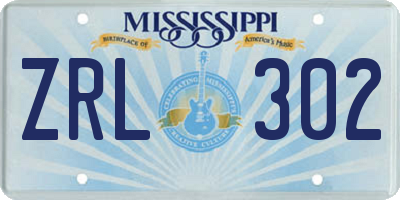 MS license plate ZRL302