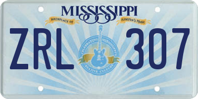 MS license plate ZRL307