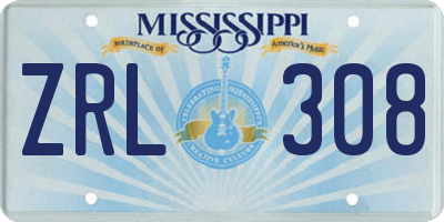 MS license plate ZRL308