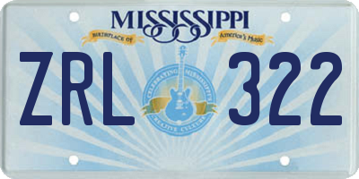 MS license plate ZRL322