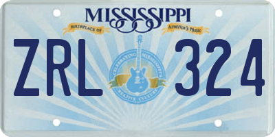 MS license plate ZRL324