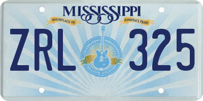 MS license plate ZRL325