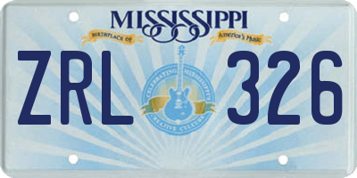 MS license plate ZRL326