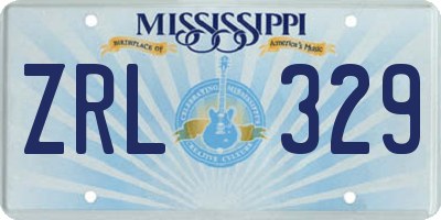 MS license plate ZRL329