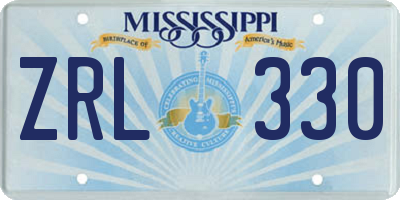 MS license plate ZRL330
