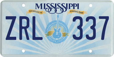 MS license plate ZRL337