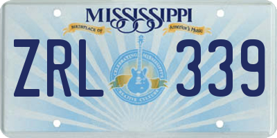 MS license plate ZRL339