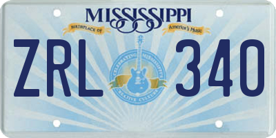 MS license plate ZRL340