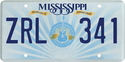 MS license plate ZRL341