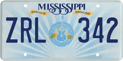 MS license plate ZRL342