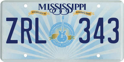 MS license plate ZRL343