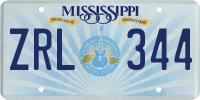 MS license plate ZRL344