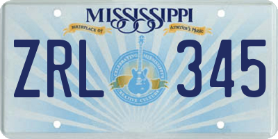 MS license plate ZRL345