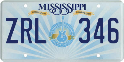 MS license plate ZRL346