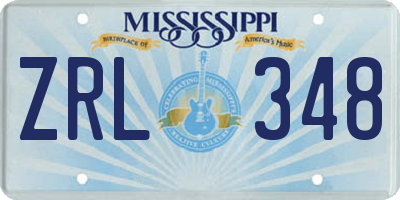 MS license plate ZRL348