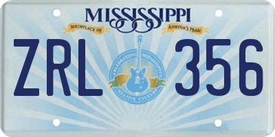 MS license plate ZRL356